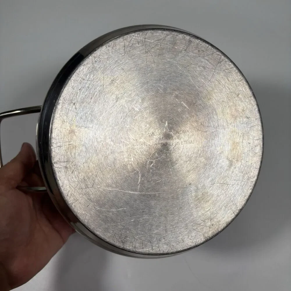 Williams Sonoma 4 Quart Stainless Steel Soup Pot Saucepan Lid KIM Korea Qt Dutch